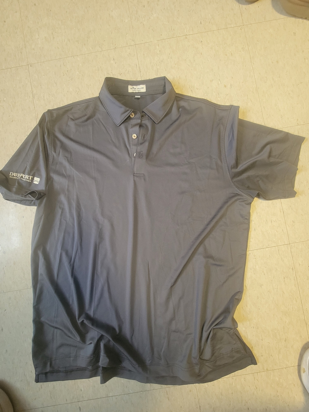 Peter Millar Slate Gray Short-Sleeve Performance Golf Polo Shirt, L